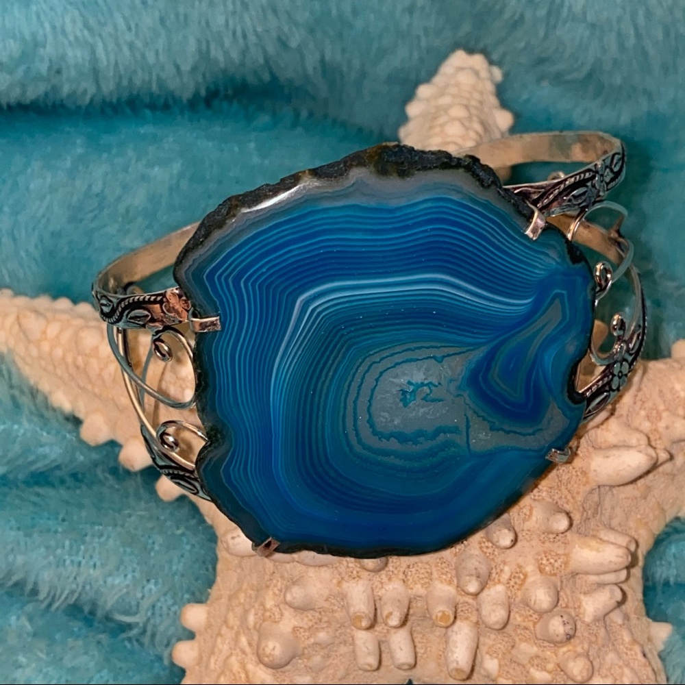 Sale * Rare Agate Geode Natural Gemstone statement  cuff